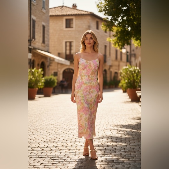 Astr Dresses & Skirts - Astr the label charisma tie dye midi dress pink yellow size M